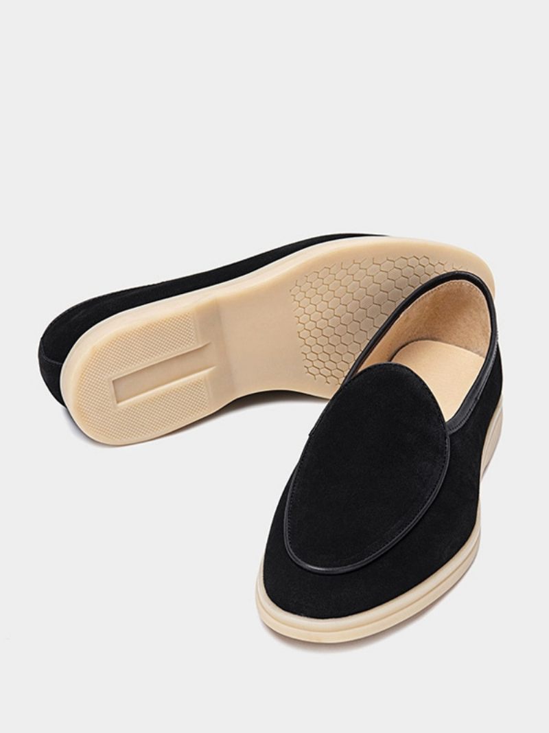 Miesten Loafer-slip-on Pyöreäkärkiset Lehmännahkaiset Kengät - Musta