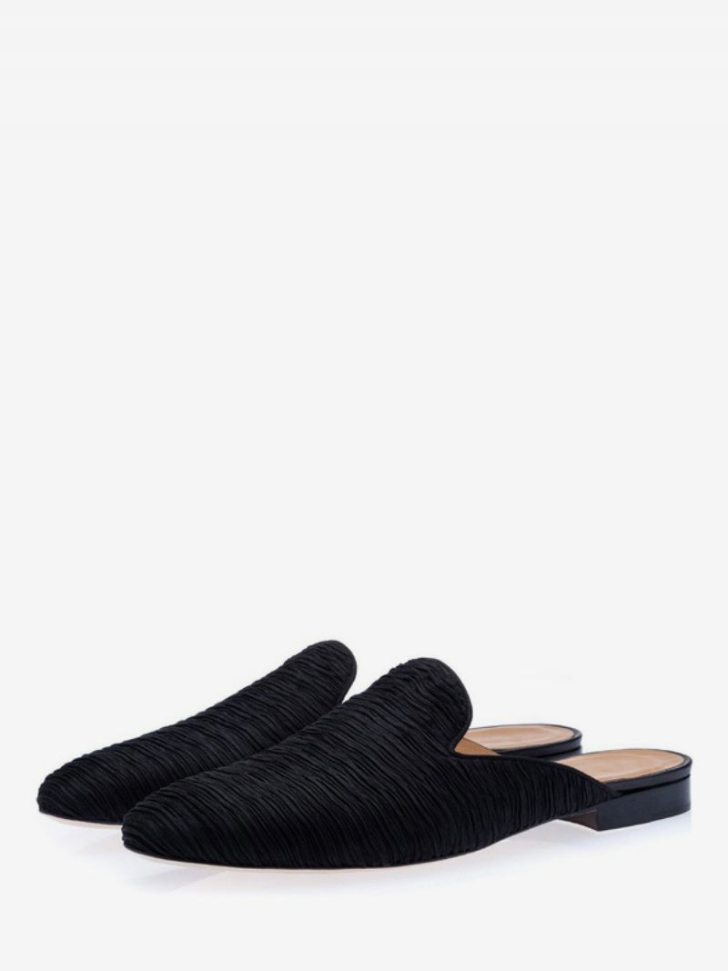 Miesten Musta Mokkanahkainen Loafer Mules Slip On Kengät