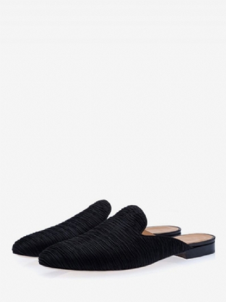 Miesten Musta Mokkanahkainen Loafer Mules Slip On Kengät