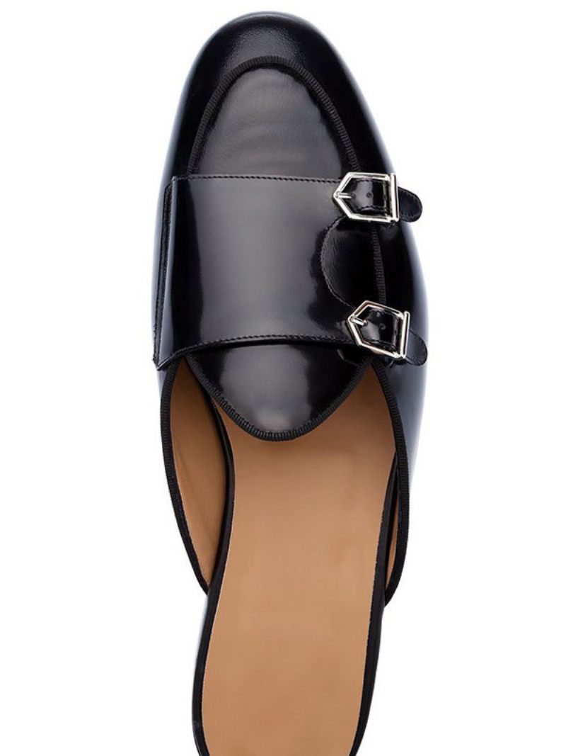 Miesten Musta Munkkihihna Loafer Mules Slip On Prom Dress -kengät - Musta