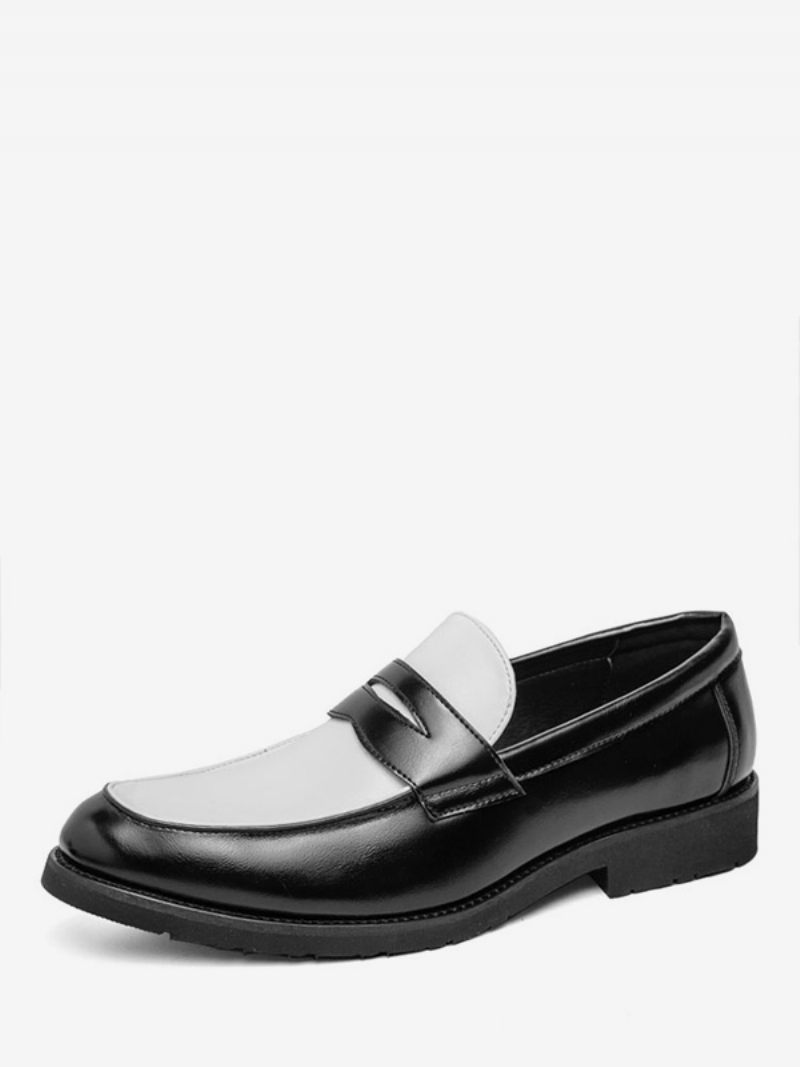 Miesten Pyöreä Toe Slip On Prom Party Wedding Loafers - Musta