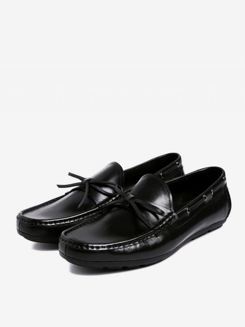 Miesten Slip On Loafer Lehmännahkaiset Tupsukengät - Musta