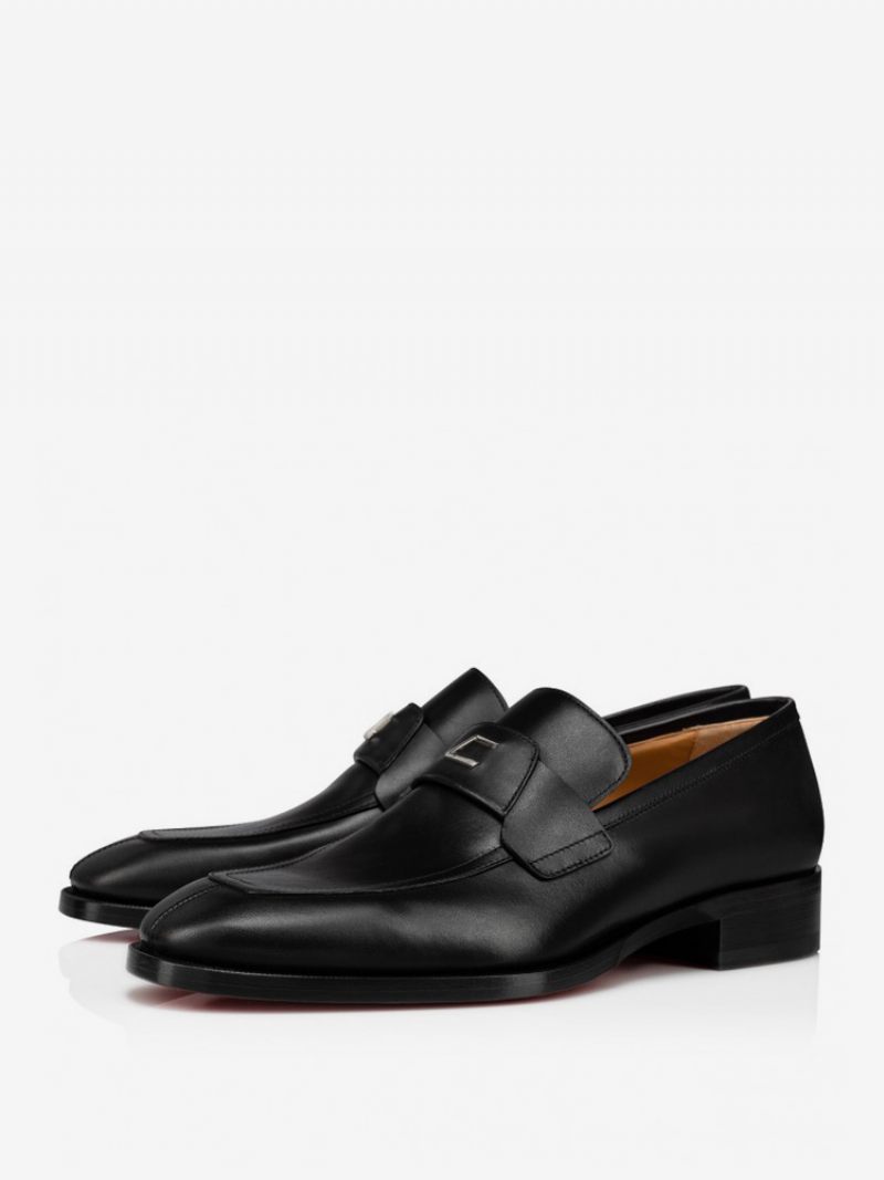 Miesten Slip-on-solki Loafer-kengät Square Toe Prom -hääkengät - Musta