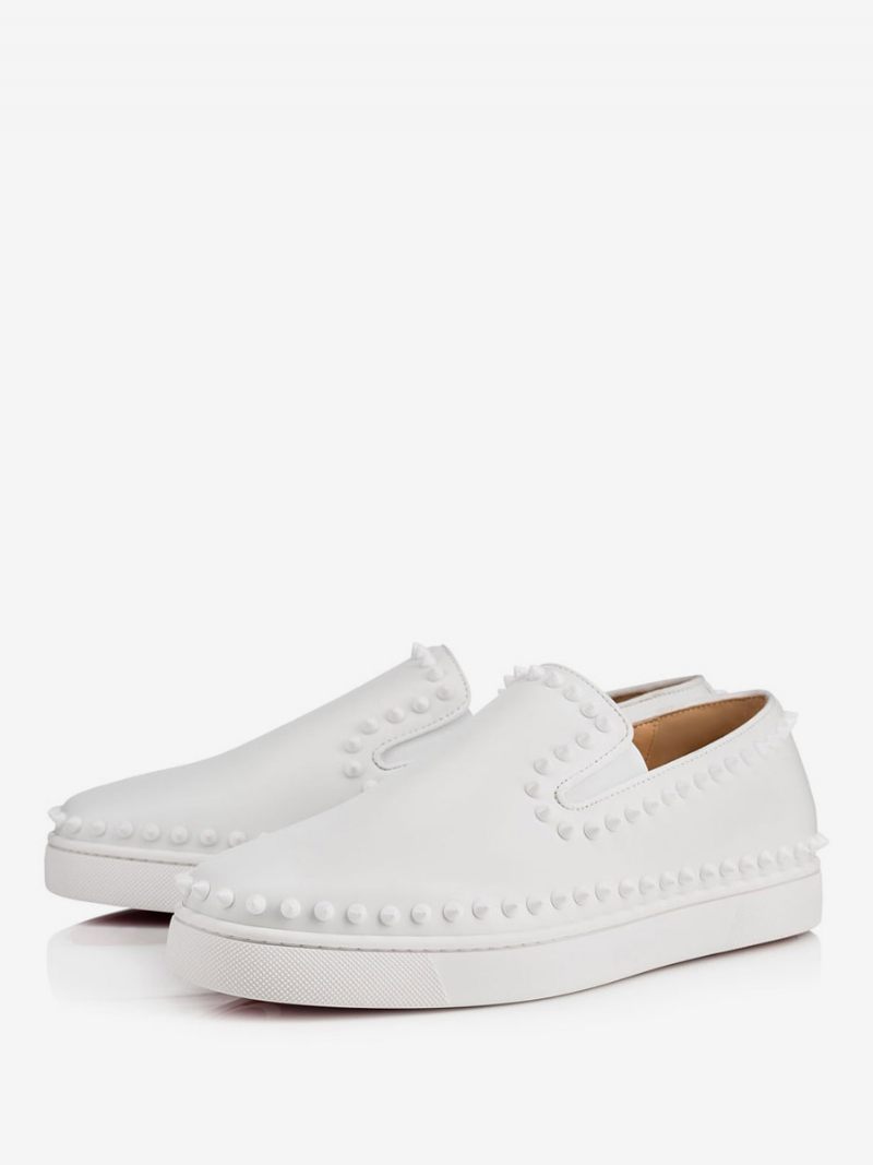 Miesten Valkoiset Niitit Slip-on Causal Loafers Tennarit