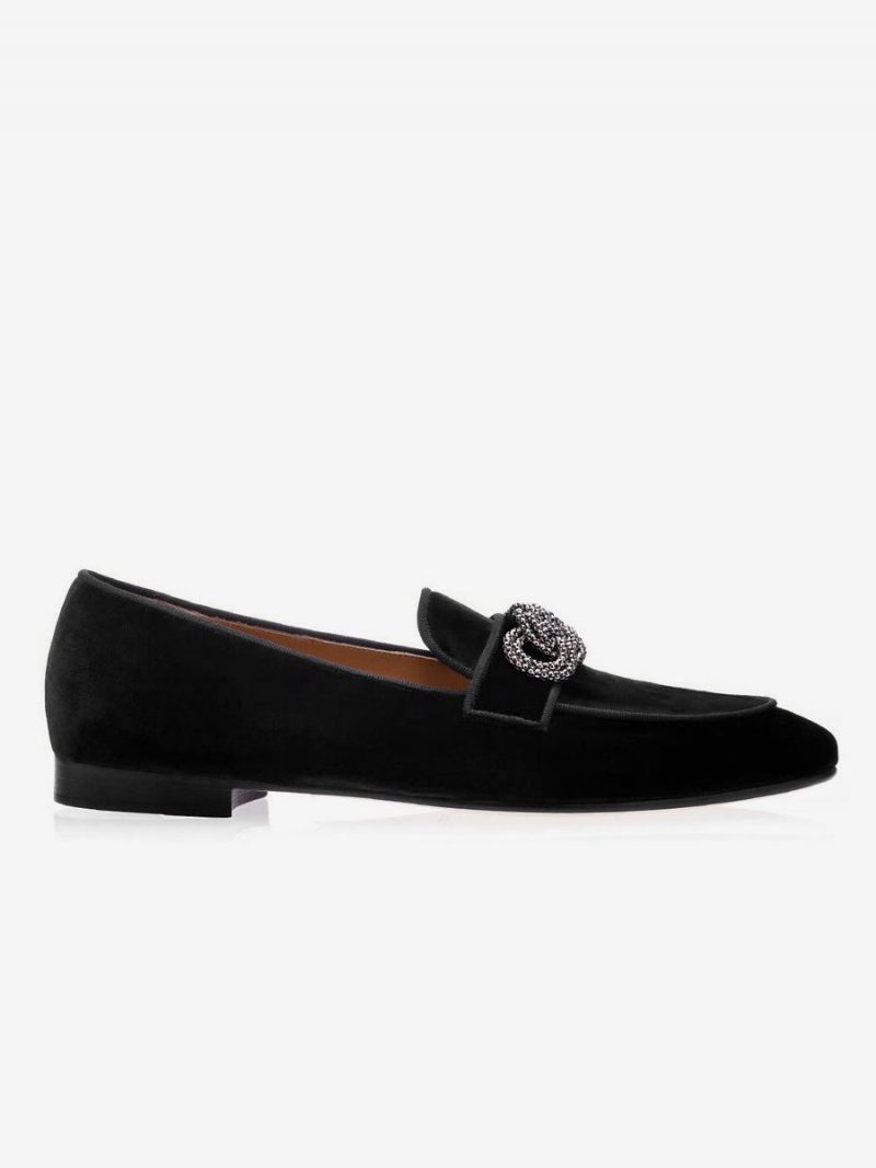 Mokkanahkainen Metallitiedot Miesten Loafer-kengät Slip-on Prom-hääkengät - Musta