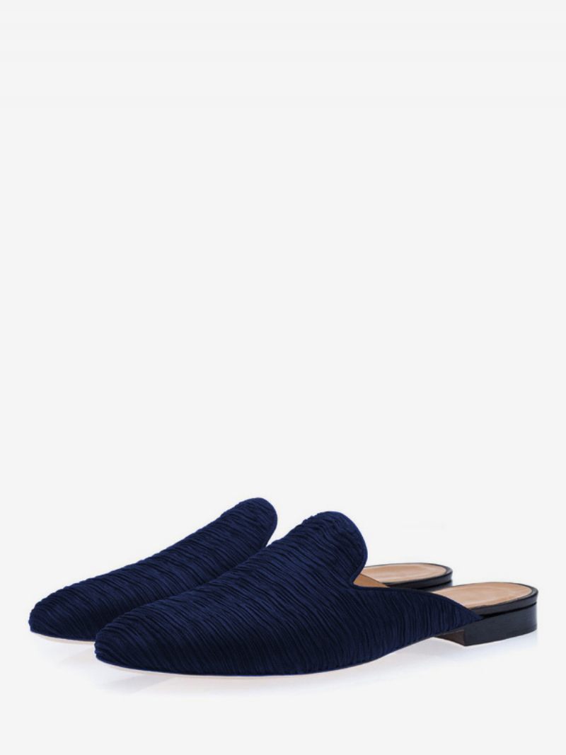 Slip-on Artwork Pyöreävarvas Joustava Kangas Loafer Kengät Miehille - Dark Navy