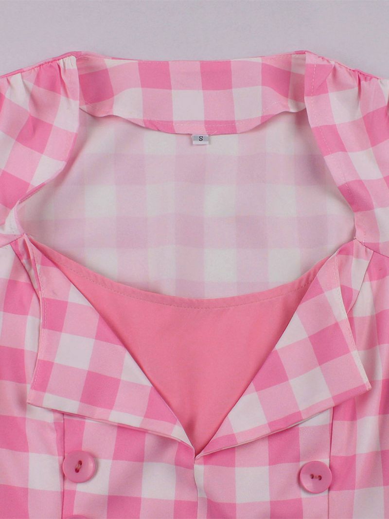 Naisten Barbie Pink Gingham Vintage -mekko 1950-luvun Audrey Hepburn Swing - Vaaleanpunainen