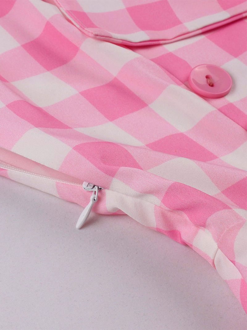 Naisten Barbie Pink Gingham Vintage -mekko 1950-luvun Audrey Hepburn Swing - Vaaleanpunainen