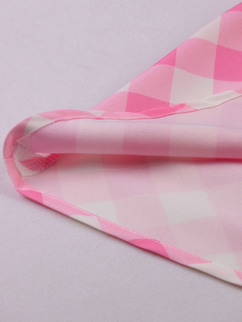 Naisten Barbie Pink Gingham Vintage -mekko 1950-luvun Audrey Hepburn Swing - Vaaleanpunainen