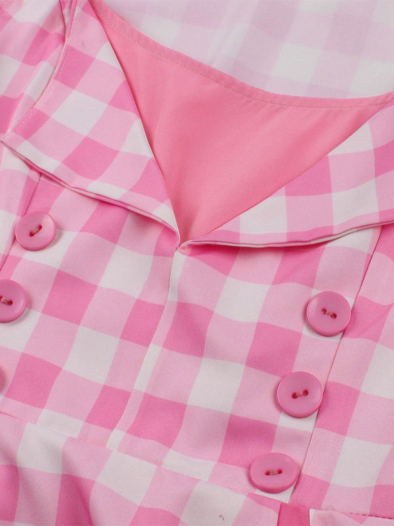 Naisten Barbie Pink Gingham Vintage -mekko 1950-luvun Audrey Hepburn Swing - Vaaleanpunainen