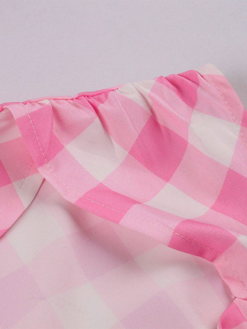 Naisten Barbie Pink Gingham Vintage -mekko 1950-luvun Audrey Hepburn Swing - Vaaleanpunainen