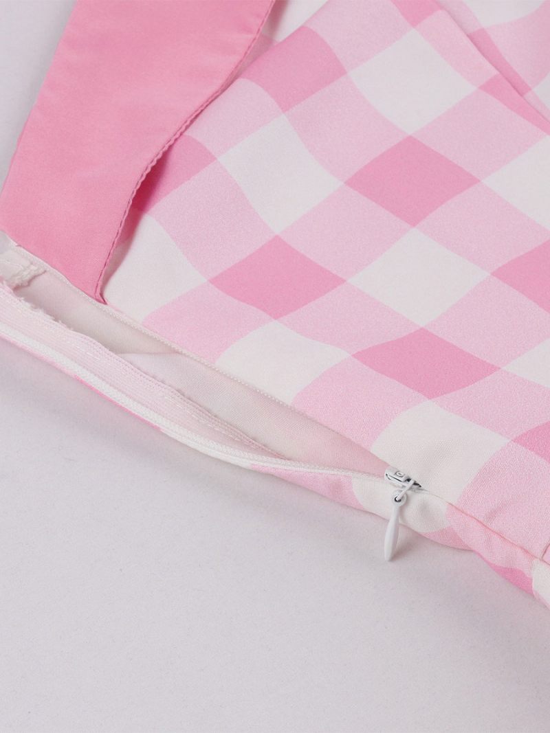 Naisten Barbie Pink Gingham Vintage -mekko 1950-luvun Midi Halter - Vaaleanpunainen