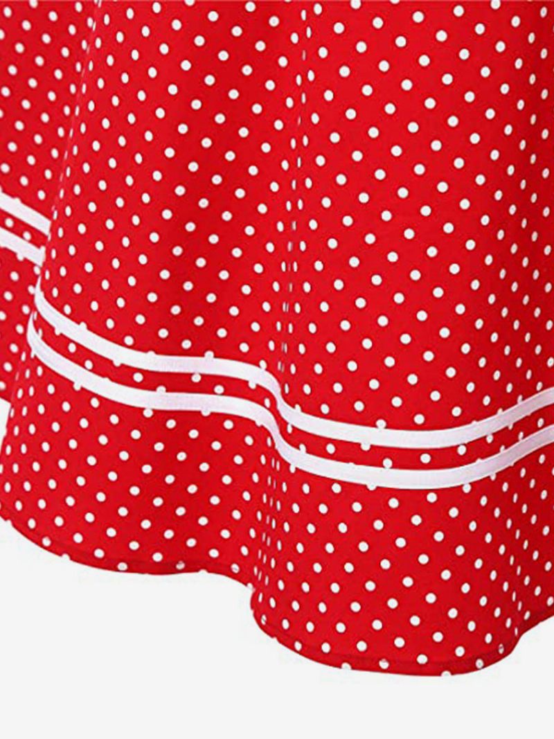 Naisten Retromekko 1950-luvun Audrey Hepburn -tyylinen Keltainen Ruudullinen Selkänojaton Napit Hihaton Sweetheart-pääntie Keskikokoinen Rockabilly-mekko - Punainen