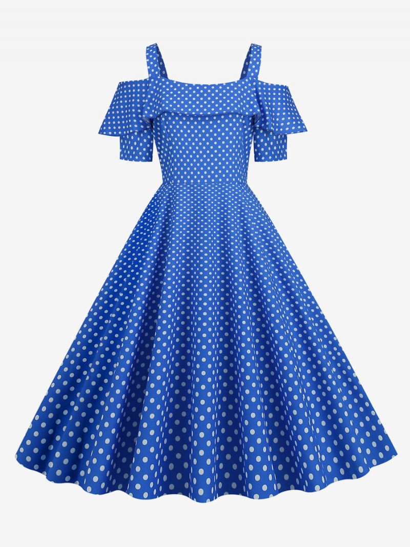 Naisten Vintage-mekko 1950-luvun Bateau-kaula-aukkoinen Lyhythihainen Keskikokoinen Pilkullinen Rockabilly-mekko