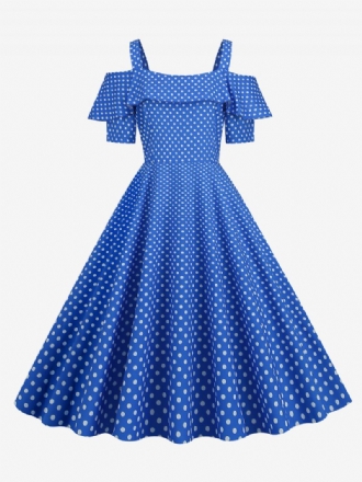 Naisten Vintage-mekko 1950-luvun Bateau-kaula-aukkoinen Lyhythihainen Keskikokoinen Pilkullinen Rockabilly-mekko