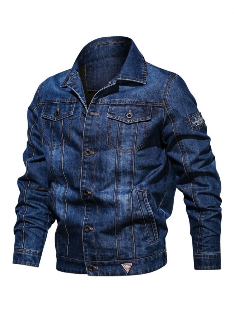 Miesten Farkkutakit Chic Deep Blue Moderni Cowboy Regular Fit -takki - Sininen