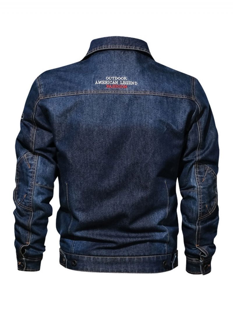 Miesten Farkkutakit Chic Deep Blue Moderni Cowboy Regular Fit -takki - Syvänsininen