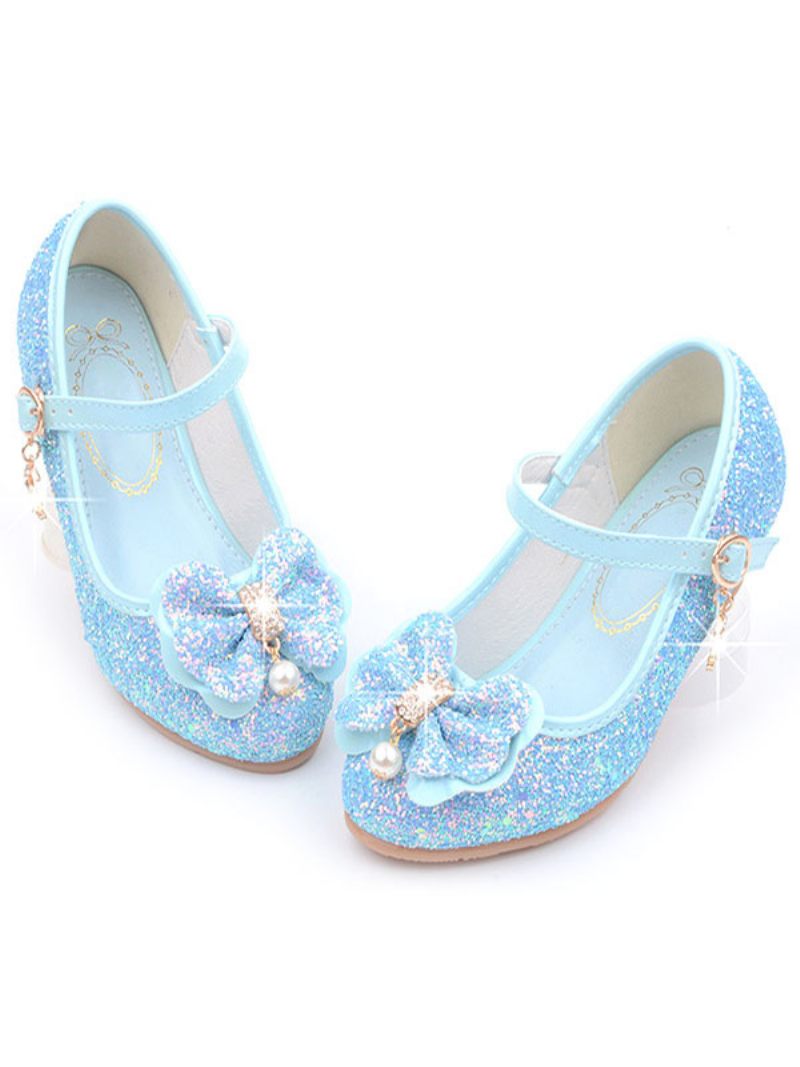 Kukka Tyttö Kengät Glitter Flower Mary Jane Flats - Vaalea Taivaansininen