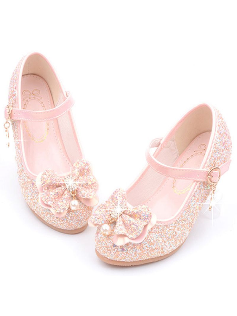 Kukka Tyttö Kengät Glitter Flower Mary Jane Flats - Vaaleanpunainen