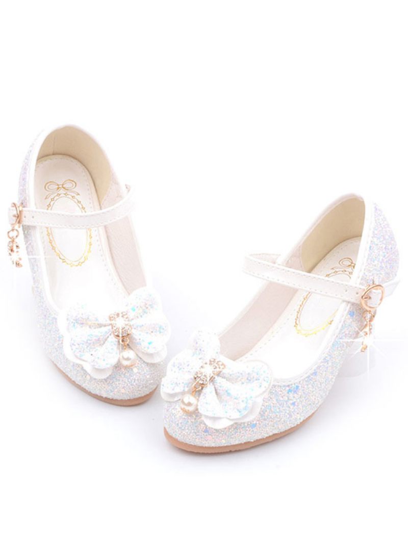 Kukka Tyttö Kengät Glitter Flower Mary Jane Flats - Valkoinen