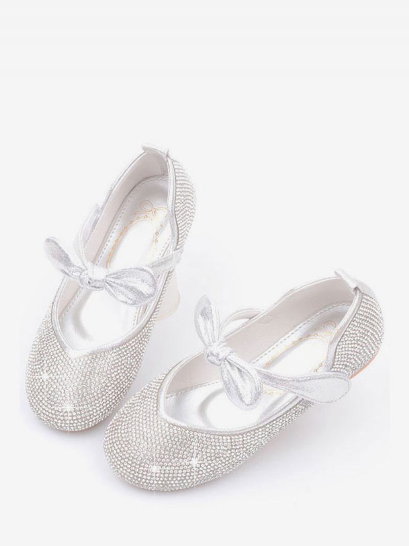 Kukkatyttö Kengät Strassikivet Bowknot Flats - Hopea