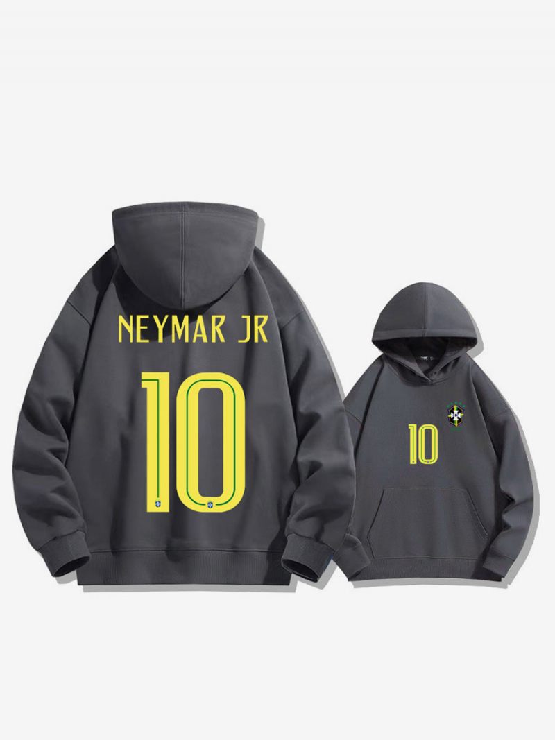 Brasilialainen Harjoitushuppari Neymar Numero 10 Miesten Toppi - Syvänharmaa