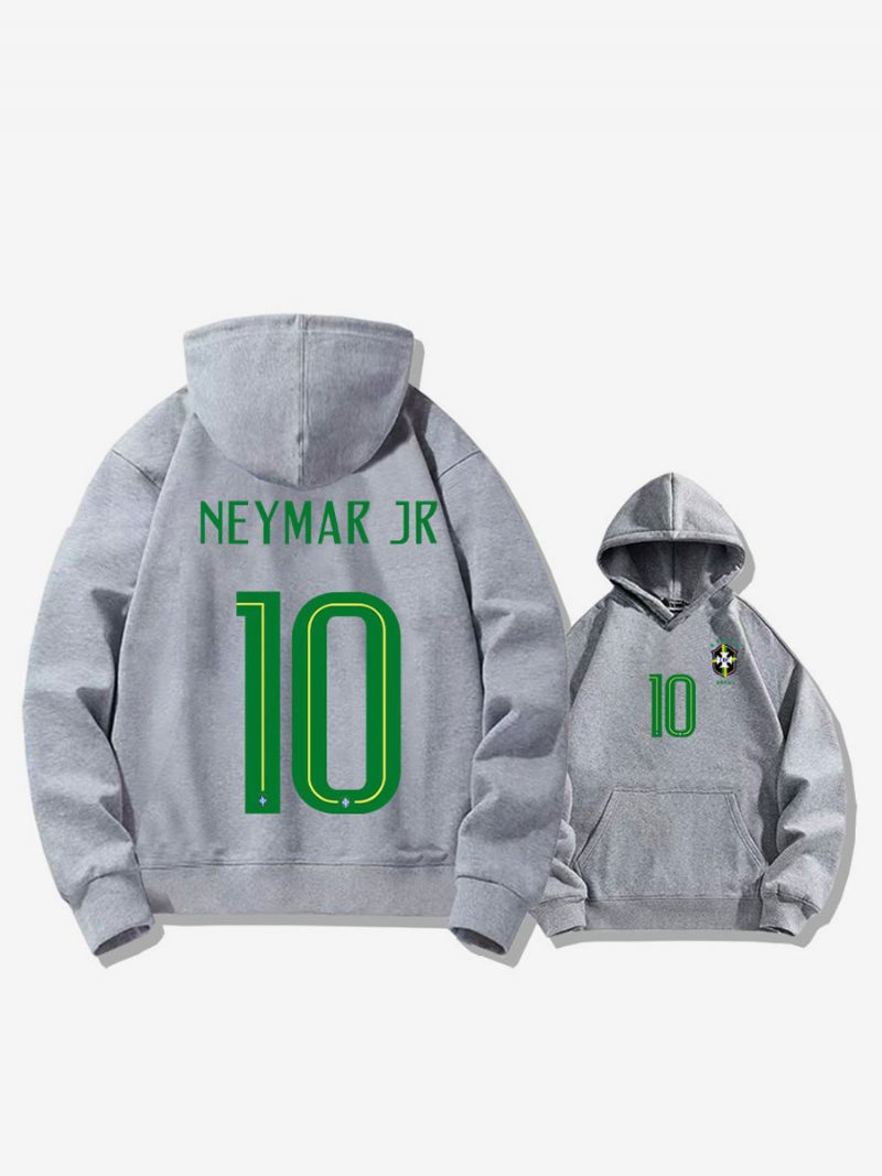 Brasilialainen Harjoitushuppari Neymar Numero 10 Miesten Toppi - Vaaleanharmaa