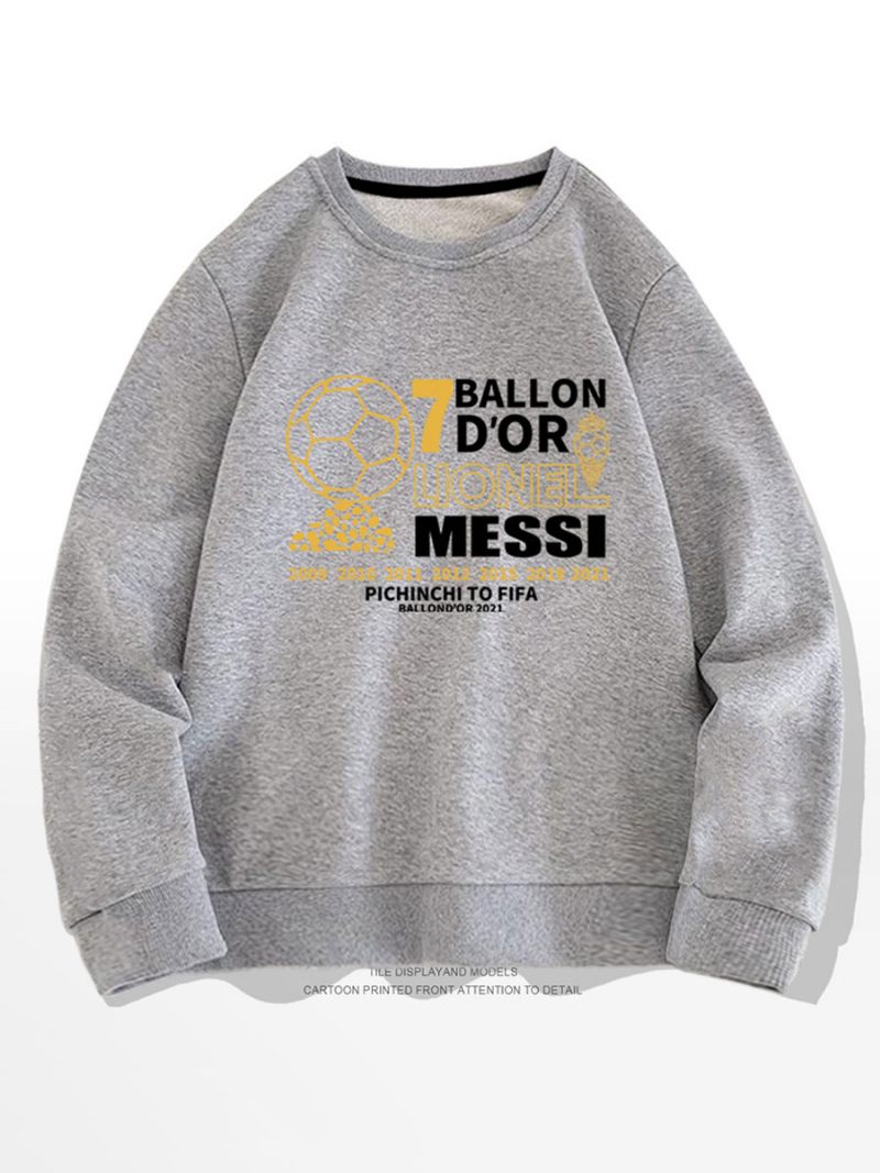 Messi Ballon D'or Sweatshirt Miesten Toppi - Vaaleanharmaa