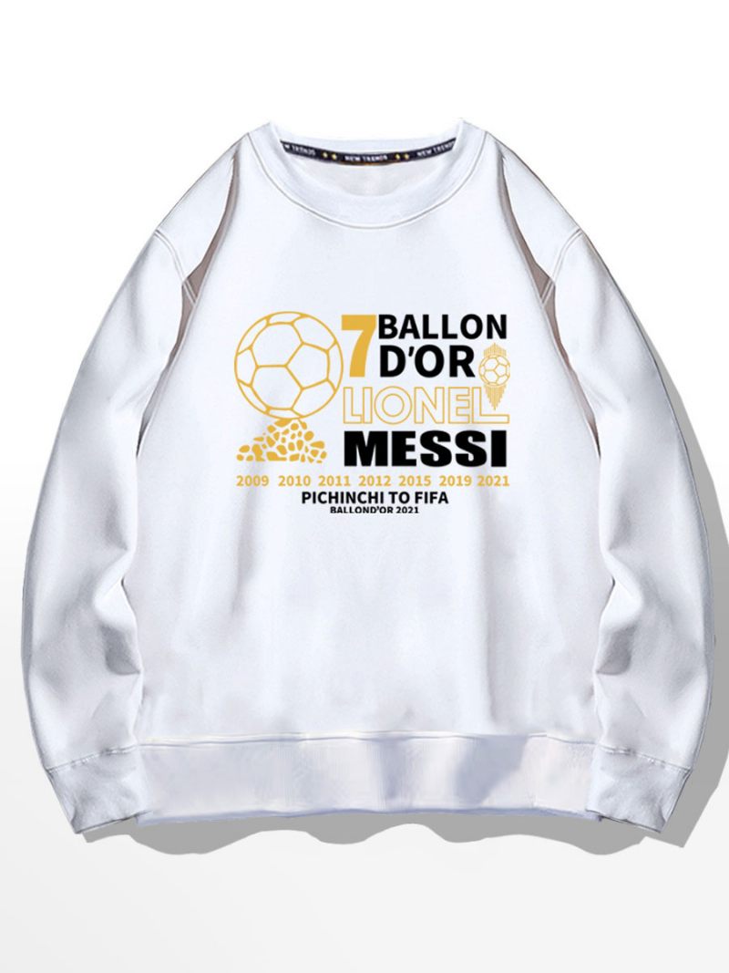 Messi Ballon D'or Sweatshirt Miesten Toppi - Valkoinen