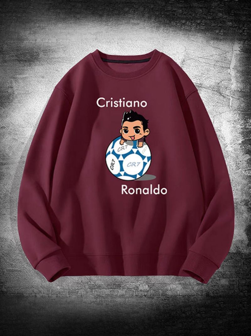 Miesten Ronaldo Sweatshirt Pitkähihainen Toppi - Burgundinen