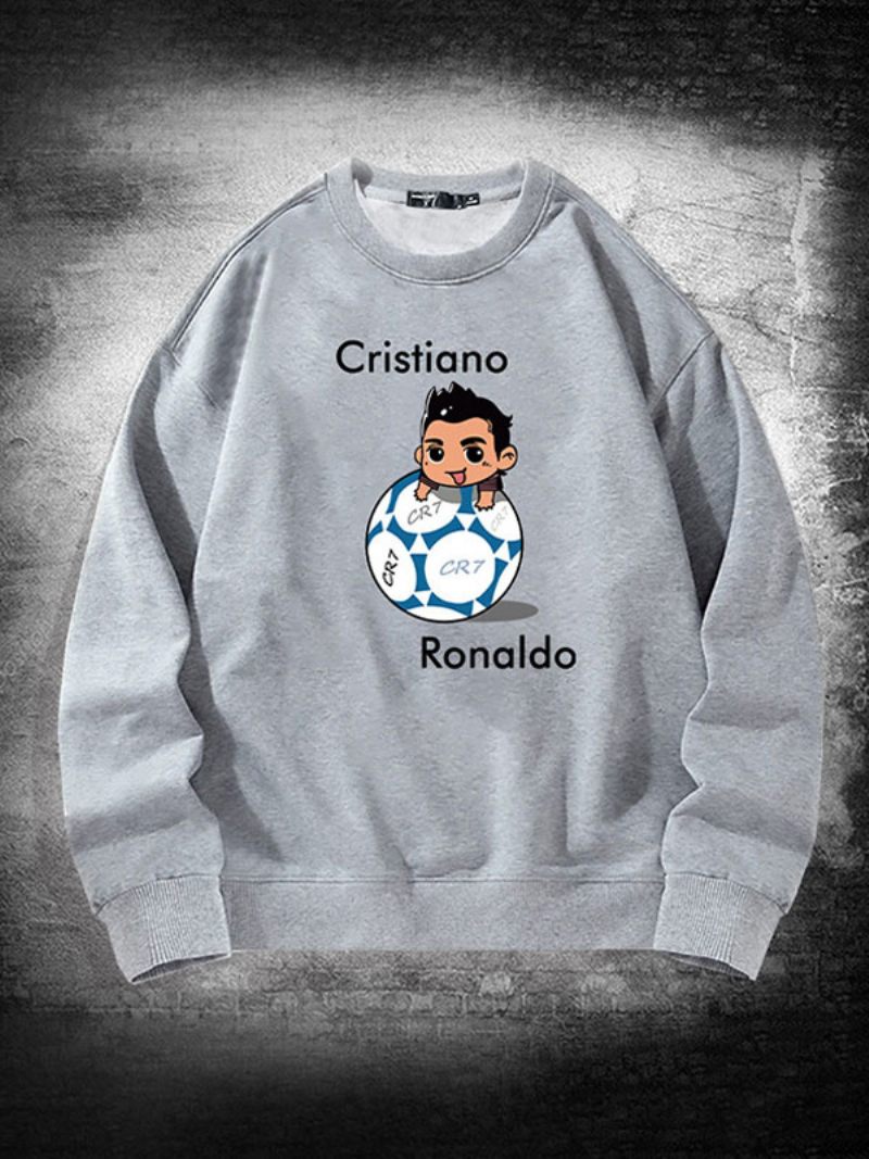 Miesten Ronaldo Sweatshirt Pitkähihainen Toppi - Vaaleanharmaa