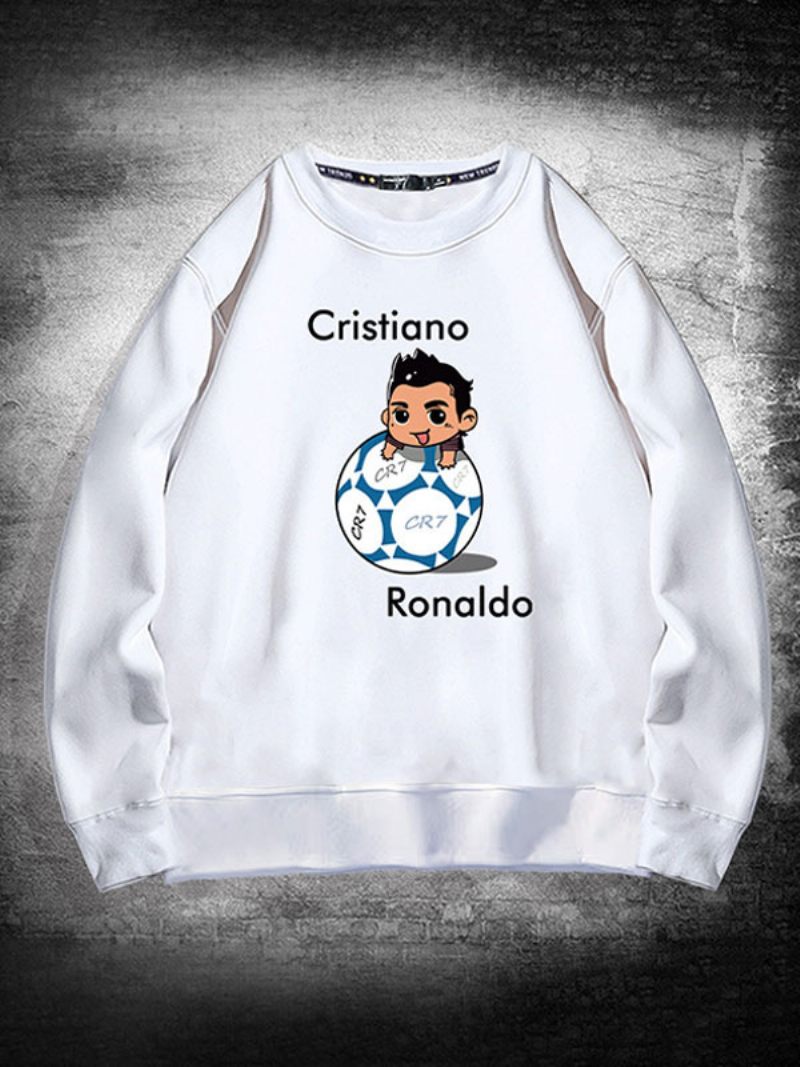 Miesten Ronaldo Sweatshirt Pitkähihainen Toppi - Valkoinen