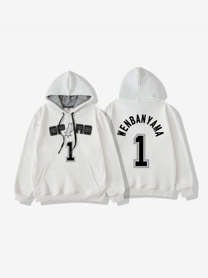 San Antonio Spurs Numero 1 Wembanyama Hoodie Miesten Svetaripaita - Valkoinen