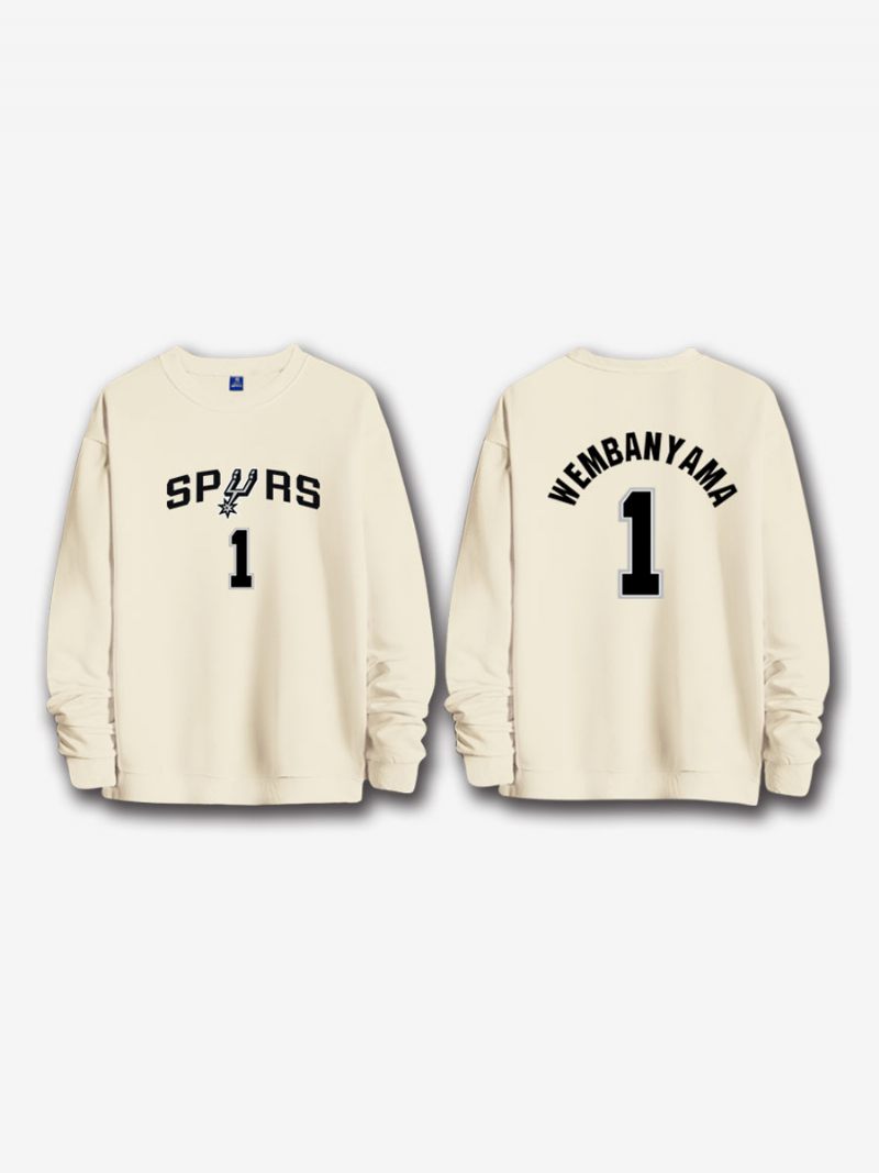 San Antonio Spurs Numero 1 Wembanyama Miesten Svetaripaita - Beige