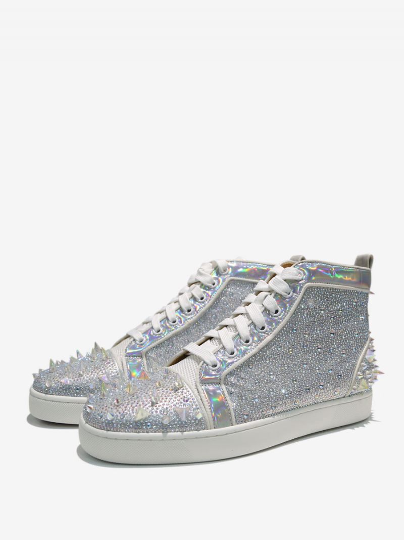 Miesten Holografiset Strassit High Top Prom Party -lenkkarit Joissa On Piikit