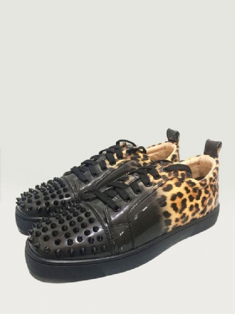 Miesten Lace Up Leoapard Print -matalat Lenkkarit Spikes -juhlajuhlatossuilla