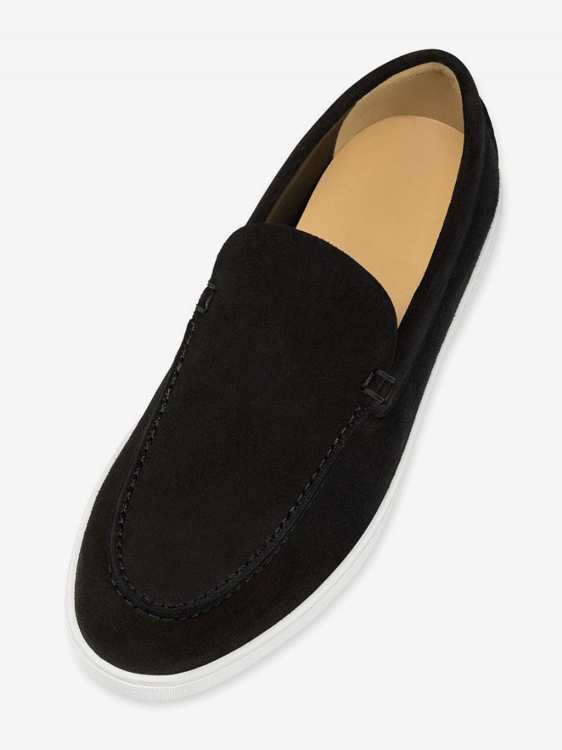 Miesten Vapaa-ajan Kengät Musta Pyöreä Toe Slip On Loafers - Musta