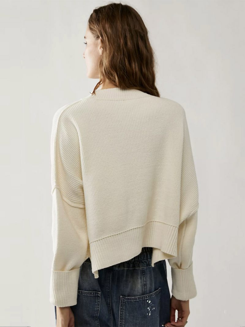 Naisten Resoripusero Drop Shoulder Pitkähihainen Halkio Crop Toppi - Beige