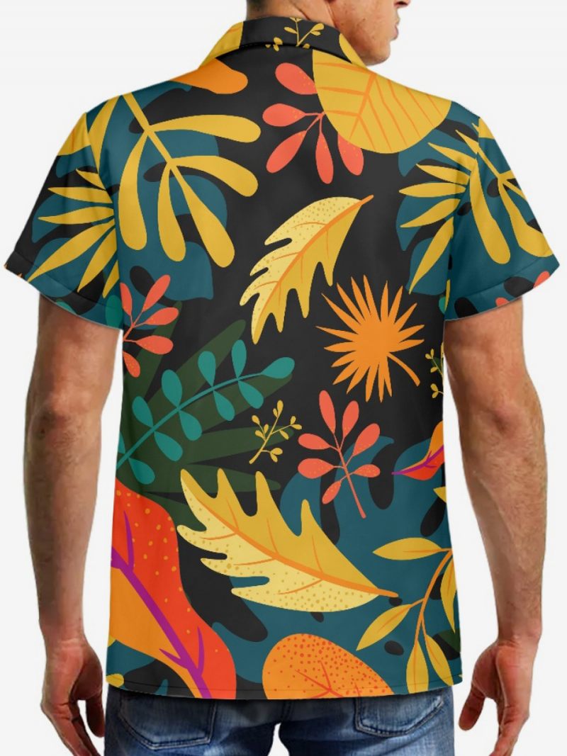 Miesten Lyhythihainen Hawaii-paita Tropical Printed Hawaii Vacation Top - Musta