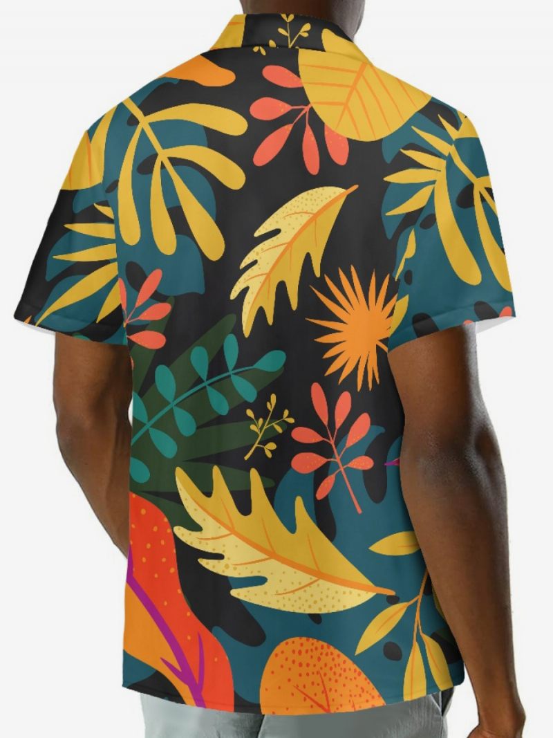 Miesten Lyhythihainen Hawaii-paita Tropical Printed Hawaii Vacation Top - Musta