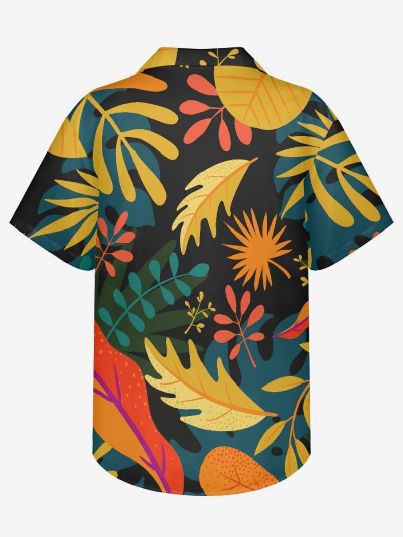 Miesten Lyhythihainen Hawaii-paita Tropical Printed Hawaii Vacation Top - Musta