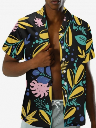 Miesten Lyhythihainen Hawaii Shirt Plant Printed Vacation Top