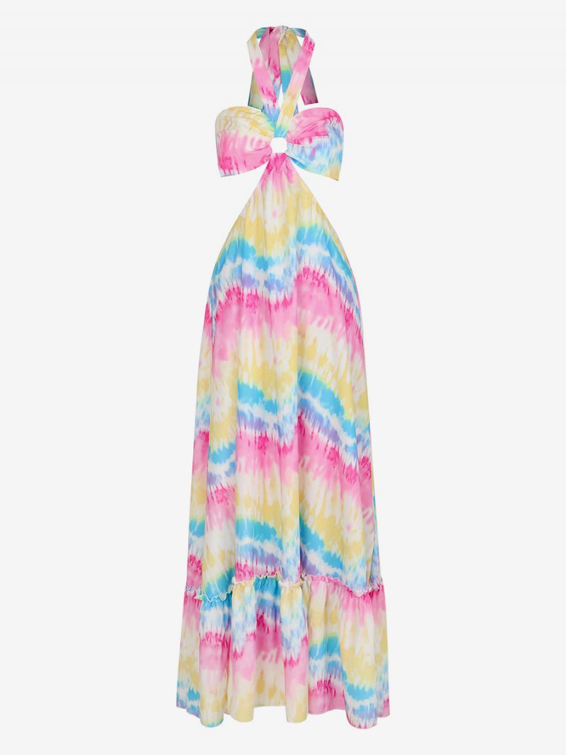 Naisten Boho-mekkomaalaus Riimusormuksen Tiedot Backless Resort Casual Maxi -mekot - Valkoinen