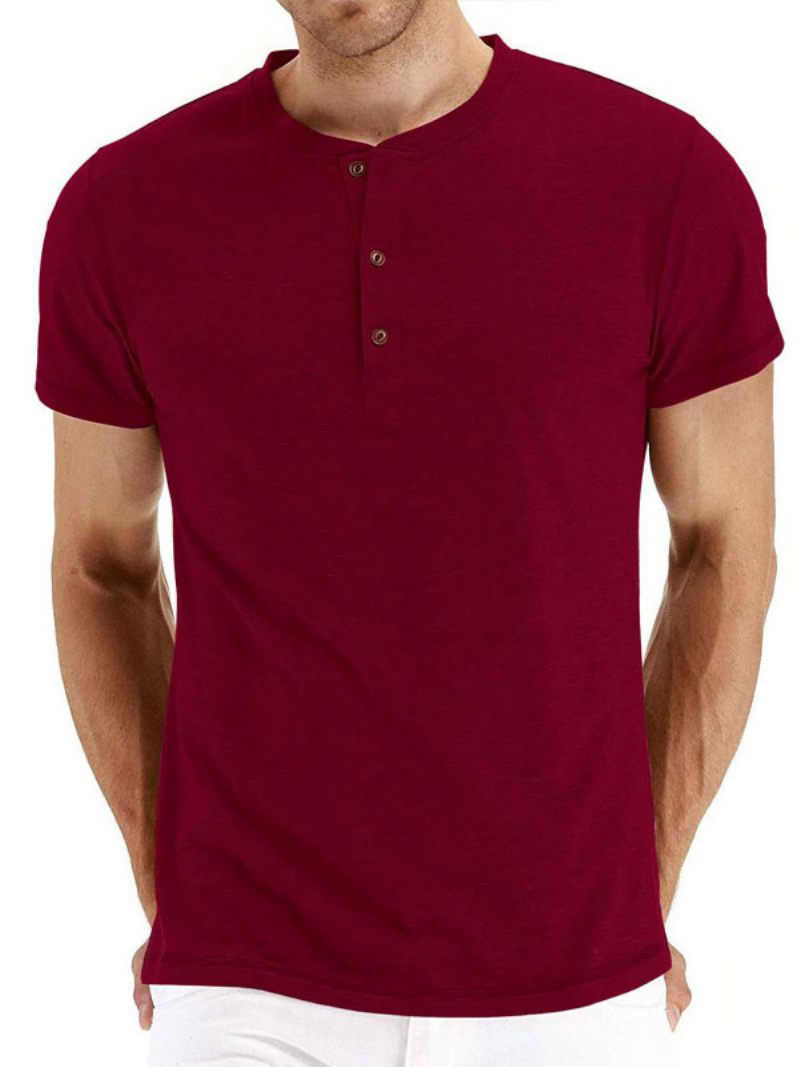 Miesten T-paidat Casual Jewel Neck Ylisuuret Lyhyet Hihat - Burgundy