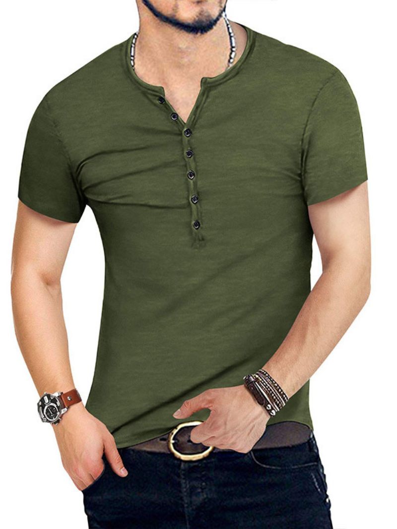 Miesten T-paidat Casual Jewel Neck Ylisuuret Lyhyet Hihat - Hunter Green