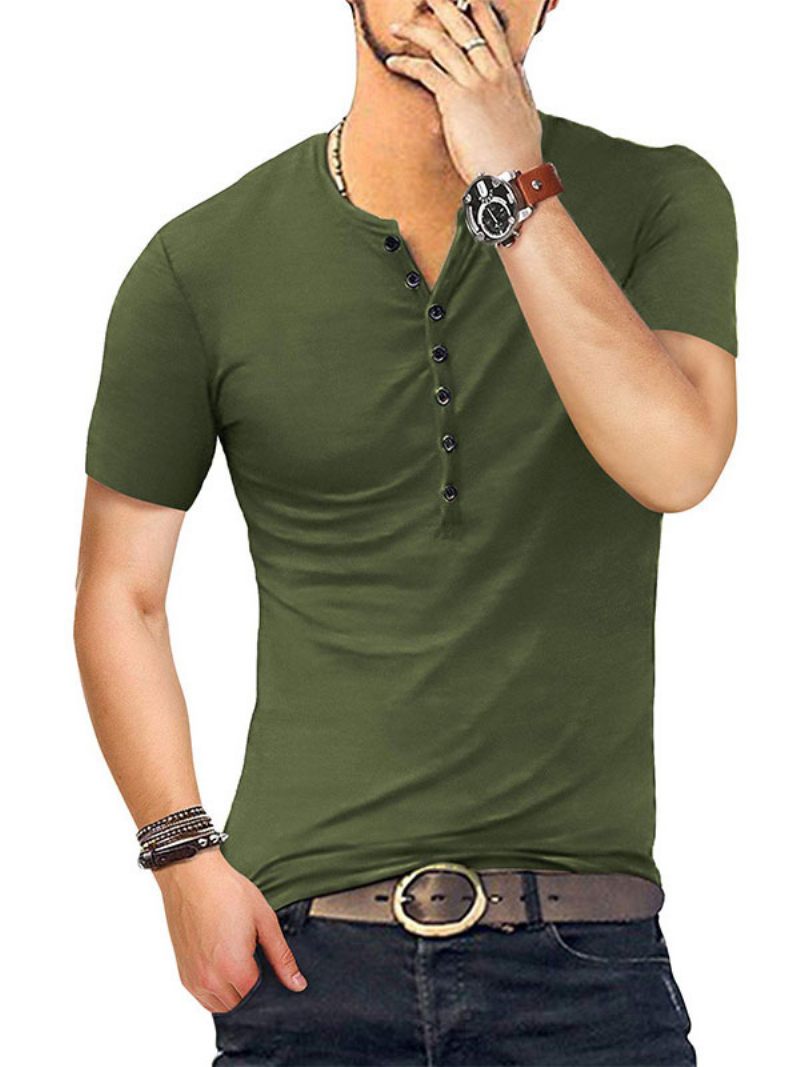 Miesten T-paidat Casual Jewel Neck Ylisuuret Lyhyet Hihat - Hunter Green