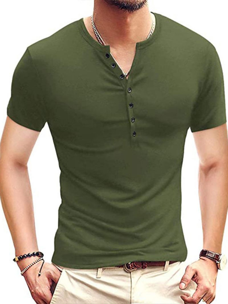 Miesten T-paidat Casual Jewel Neck Ylisuuret Lyhyet Hihat - Hunter Green