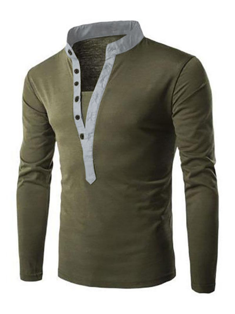 Miesten T-paidat Chic Jewel Neck Pitkät Hihat - Hunter Green