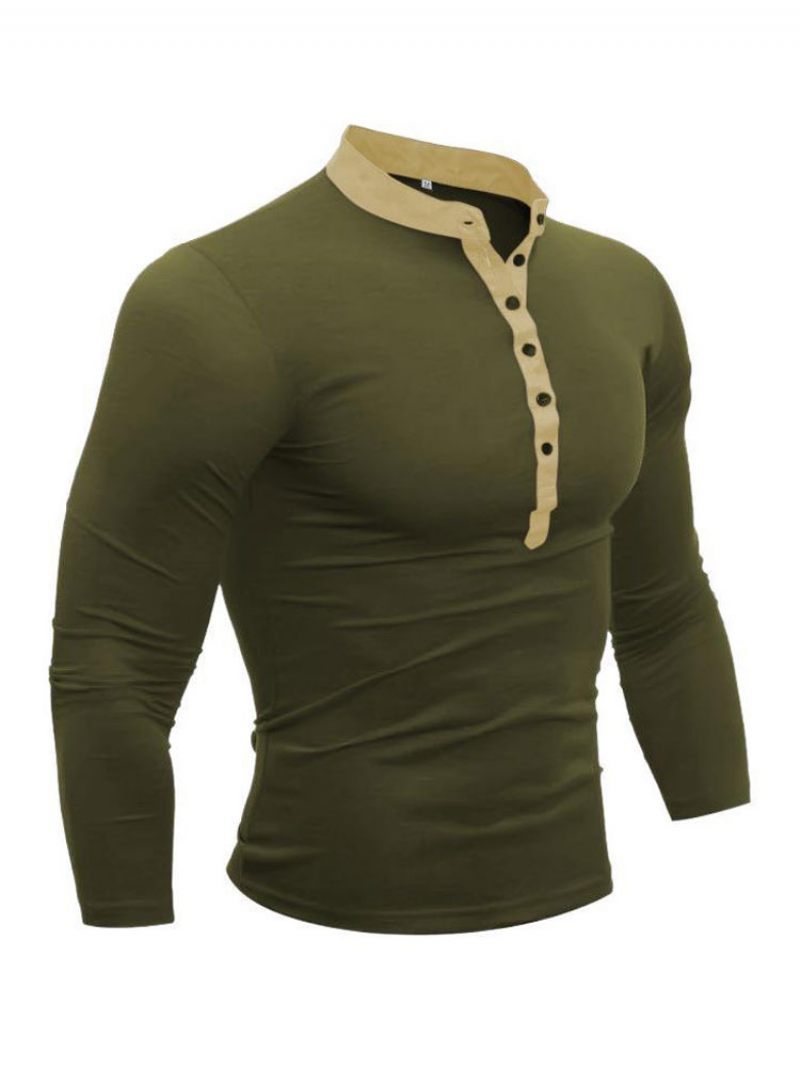 Miesten T-paidat Chic Jewel Neck Pitkät Hihat - Hunter Green