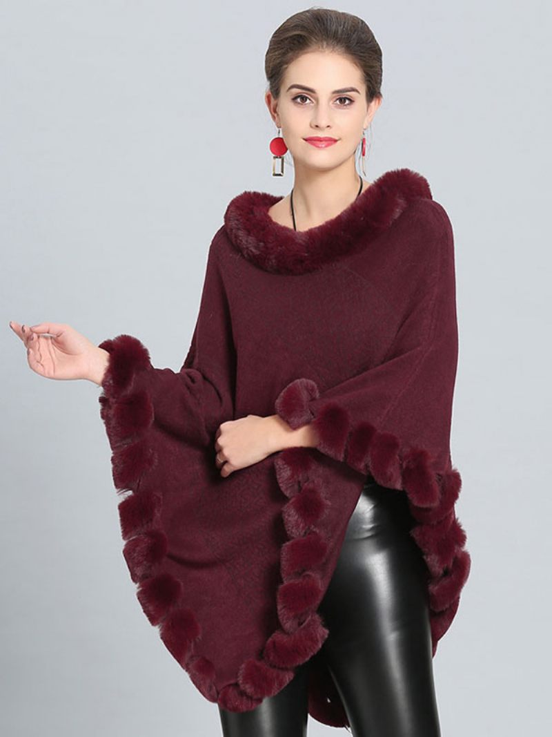 Burgundy Poncho Turkishelma Cape Kevään Päällysvaatteet Naisille